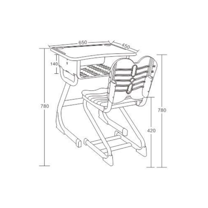 UC-A0601 مكتب طالب وكرسي بلاستيكي