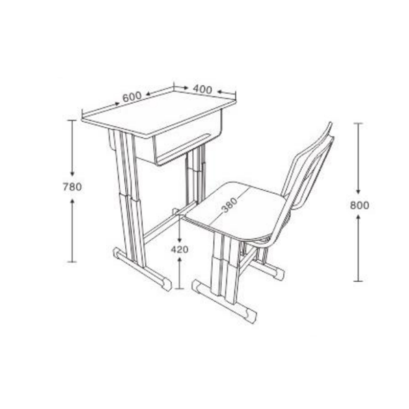 UC-A1702 مكتب وكرسي قوي مع طبقة واحدة للمدرسة